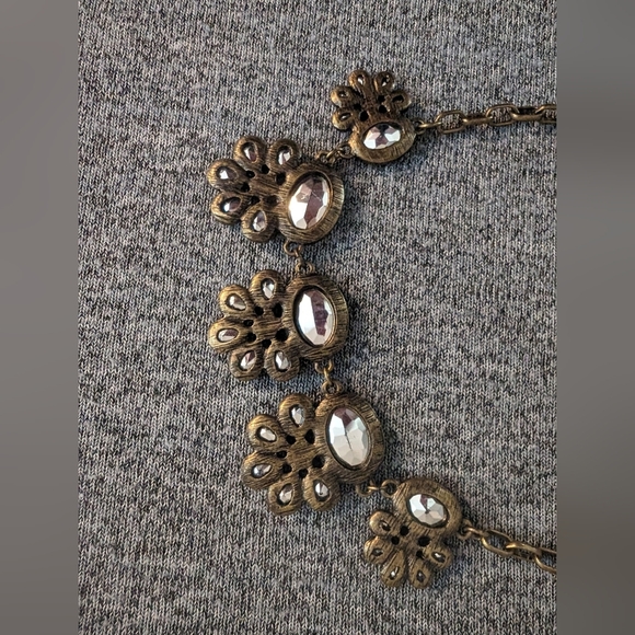 3/$15 | George, Copper Tone Blue Enamel Bib Necklace, Adjustable Length - Picture 2 of 3